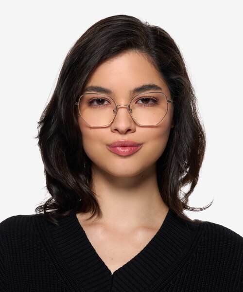 Leo Shiny Rose Gold TitaniumEyeglass Frames for Women from EyeBuyDirect