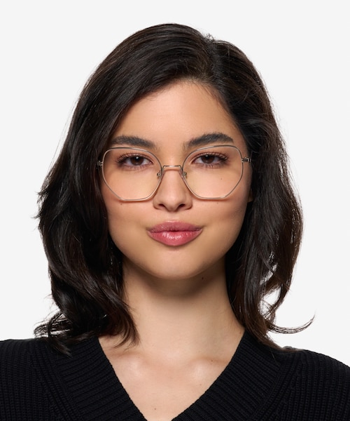 Leo Shiny Rose Gold TitaniumEyeglass Frames for Women from EyeBuyDirect