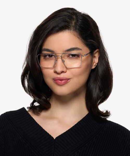 Boreas Shiny Silver TitaniumEyeglass Frames for Women from EyeBuyDirect
