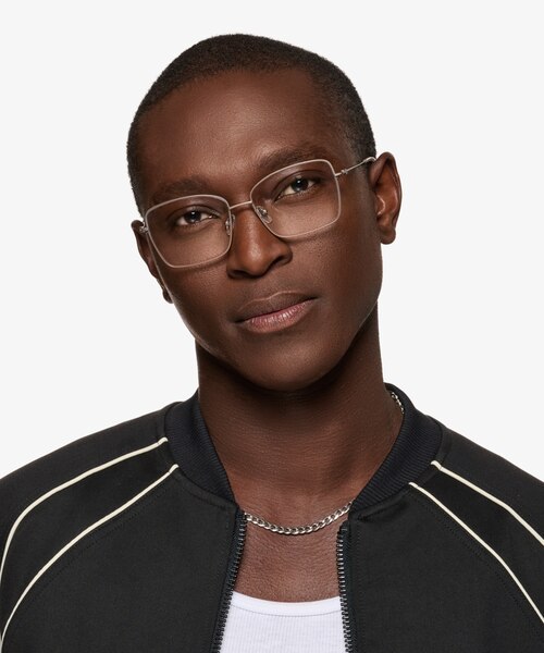 Typhon Matte Silver TitaniumEyeglass Frames for Men from EyeBuyDirect