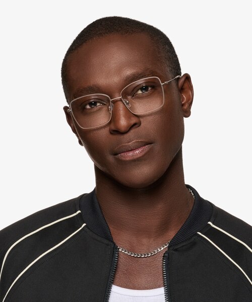 Typhon Matte Silver TitaniumEyeglass Frames for Men from EyeBuyDirect