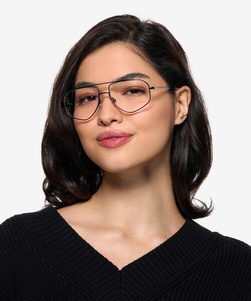 Hercules Shiny Black TitaniumEyeglass Frames for Women from EyeBuyDirect