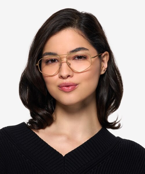 Hercules Shiny Gold TitaniumEyeglass Frames for Women from EyeBuyDirect