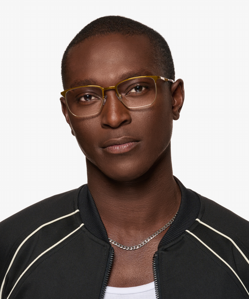 Notus Rectangle Shiny Gold Glasses for Men Eyebuydirect