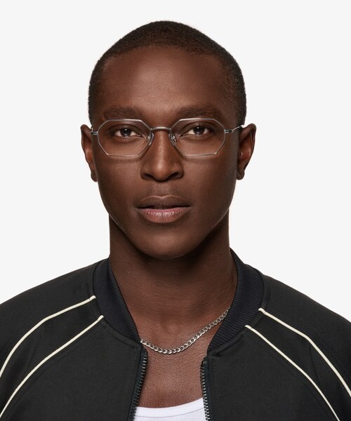 Bidu White Silver TitaniumEyeglass Frames for Men from EyeBuyDirect