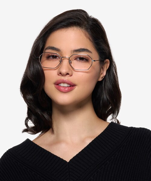 Bidu White Silver TitaniumEyeglass Frames for Women from EyeBuyDirect
