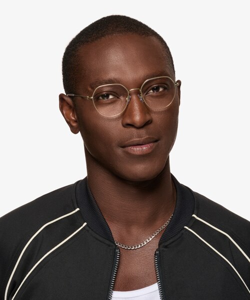 Zeus Shiny Gold TitaniumEyeglass Frames for Men from EyeBuyDirect