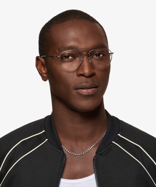 Kenji Matte Silver TitaniumEyeglass Frames for Men from EyeBuyDirect
