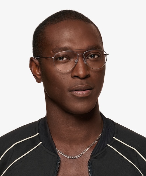 Kenji Matte Silver TitaniumEyeglass Frames for Men from EyeBuyDirect