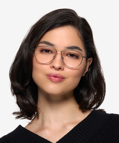 Kenji Matte Silver TitaniumEyeglass Frames for Women from EyeBuyDirect
