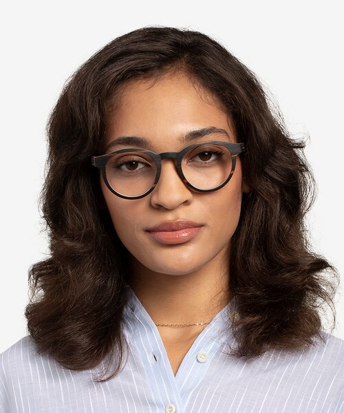 Jungle Striped Dark Wood Mixed WoodEyeglass Frames for Women from EyeBuyDirect