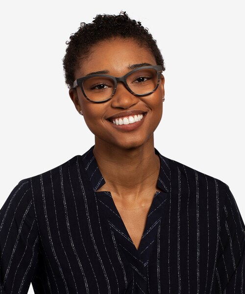 Botany Striped Dark Wood Eco-friendlyEyeglass Frames for Women from EyeBuyDirect