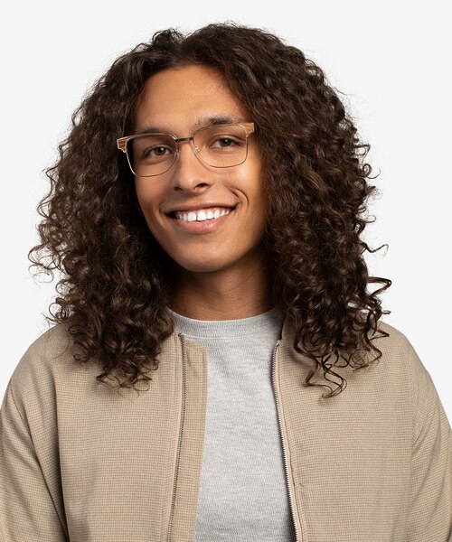 Biome Gold, Black & Light Wood AcetateEyeglass Frames for Men from EyeBuyDirect