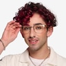 Silva Matte Silver Wood-textureEyeglass Frames for Men from EyeBuyDirect