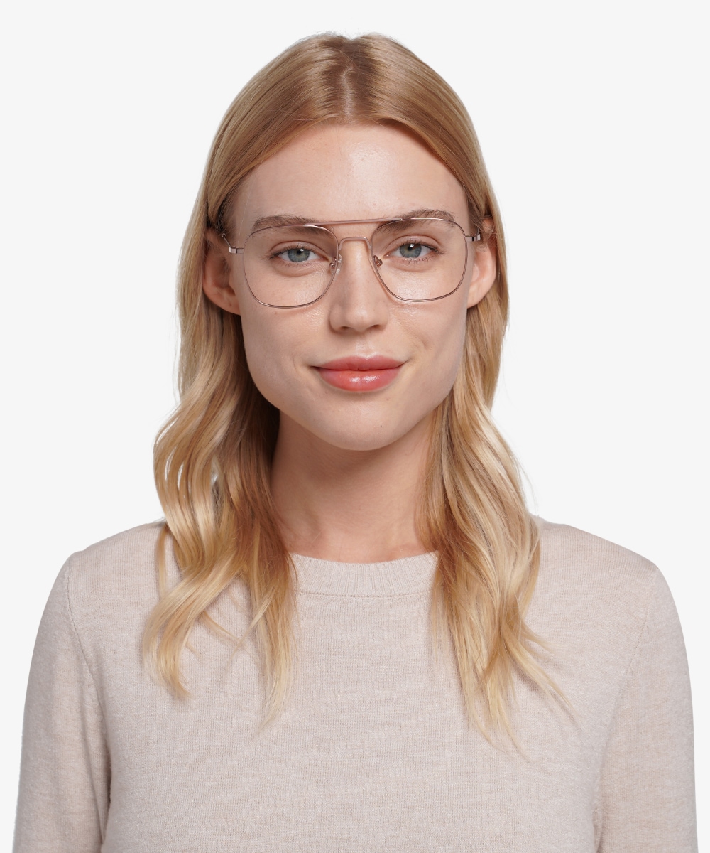 Rose gold aviator store clear glasses