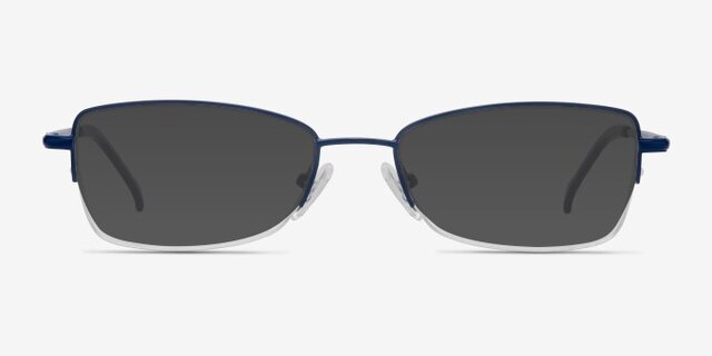 Ecru Navy MetalEyeglass Frames from EyeBuyDirect, with Tinted Lenses