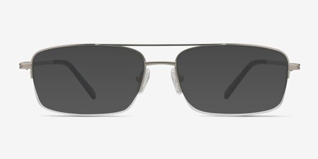 Inlet Matte Silver MetalEyeglass Frames from EyeBuyDirect, with Tinted Lenses