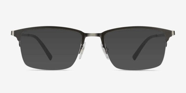Logic Matte Gray MetalEyeglass Frames from EyeBuyDirect, with Tinted Lenses