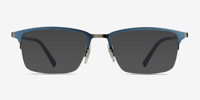 Logic Matte Blue MetalEyeglass Frames from EyeBuyDirect, with Tinted Lenses