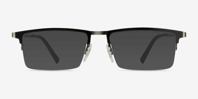 Vector Black MetalEyeglass Frames from EyeBuyDirect, with Tinted Lenses