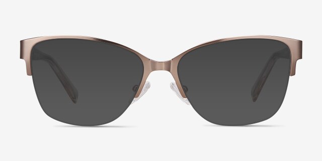 Feline Rose Gold Acetate-metalEyeglass Frames from EyeBuyDirect, with Tinted Lenses