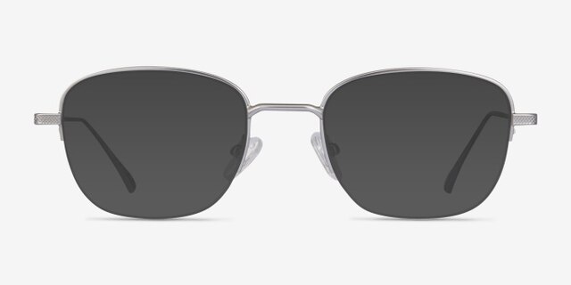 Navigator Silver MetalEyeglass Frames from EyeBuyDirect, with Tinted Lenses