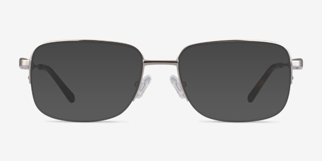 Kanye Silver MetalEyeglass Frames from EyeBuyDirect, with Tinted Lenses