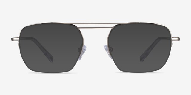 Cabrini Silver Clear MétalMontures de lunettes de vue d'EyeBuyDirect, Avec des Verres Teintés