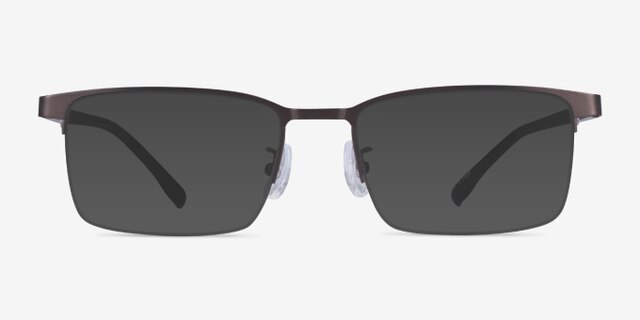 Thesis Gunmetal Black MetalEyeglass Frames from EyeBuyDirect, with Tinted Lenses
