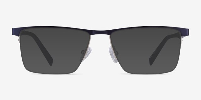 Chronos Blue Silver MetalEyeglass Frames from EyeBuyDirect, with Tinted Lenses