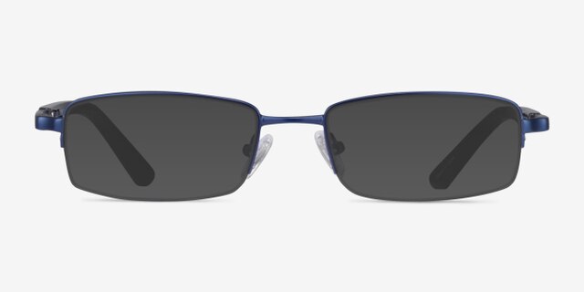 Cleo Matte Blue MetalEyeglass Frames from EyeBuyDirect, with Tinted Lenses