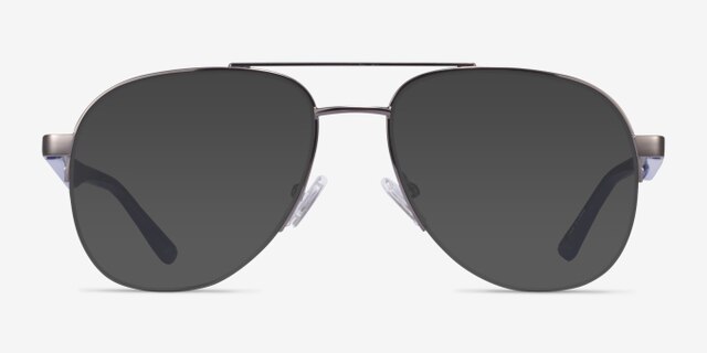 Hydroflux Gunmetal MetalEyeglass Frames from EyeBuyDirect, with Tinted Lenses