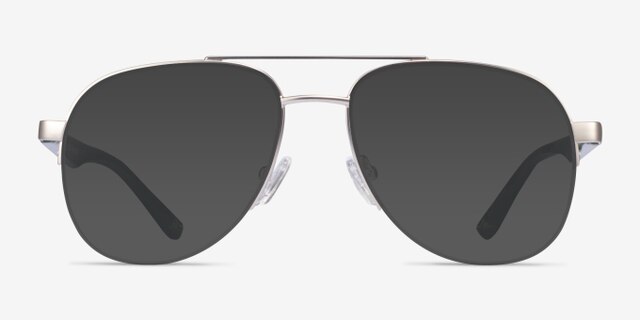 Hydroflux Silver MetalEyeglass Frames from EyeBuyDirect, with Tinted Lenses