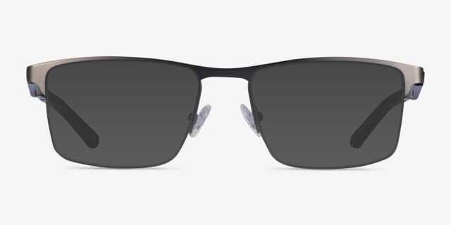 Kinetic Matte Gunmetal MetalEyeglass Frames from EyeBuyDirect, with Tinted Lenses