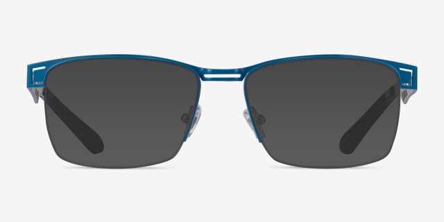 Taxi Blue Silver Black MetalEyeglass Frames from EyeBuyDirect, with Tinted Lenses