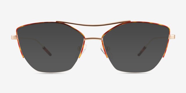 Aida Tortoise Rose Gold MetalEyeglass Frames from EyeBuyDirect, with Tinted Lenses
