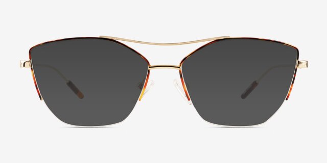 Aida Tortoise Shiny Gold MetalEyeglass Frames from EyeBuyDirect, with Tinted Lenses