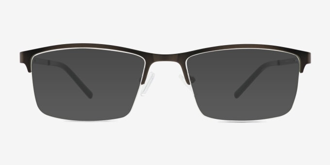 Algorithm Rectangle Gunmetal Semi Rimless Eyeglasses