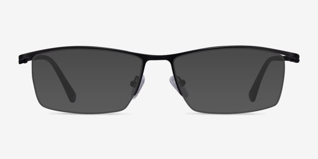 Destination Matte Black TitaniumEyeglass Frames from EyeBuyDirect, with Tinted Lenses