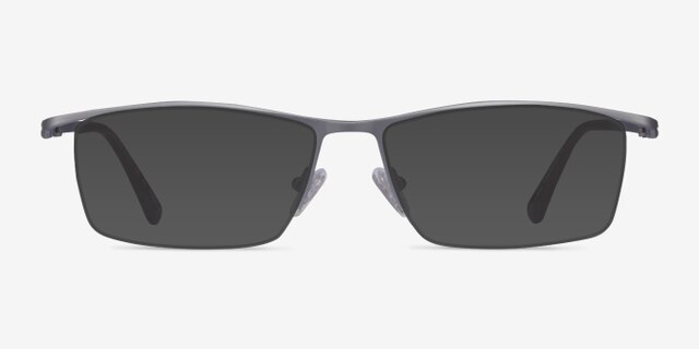 Destination Matte Silver TitaniumEyeglass Frames from EyeBuyDirect, with Tinted Lenses