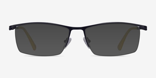 Destination Matte Dark Blue TitaniumEyeglass Frames from EyeBuyDirect, with Tinted Lenses