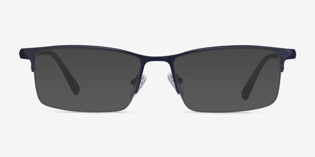 Ted Matte Dark Blue TitaniumEyeglass Frames from EyeBuyDirect, with Tinted Lenses