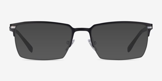 Sycamore Matte Black Silver TitaniumEyeglass Frames from EyeBuyDirect, with Tinted Lenses