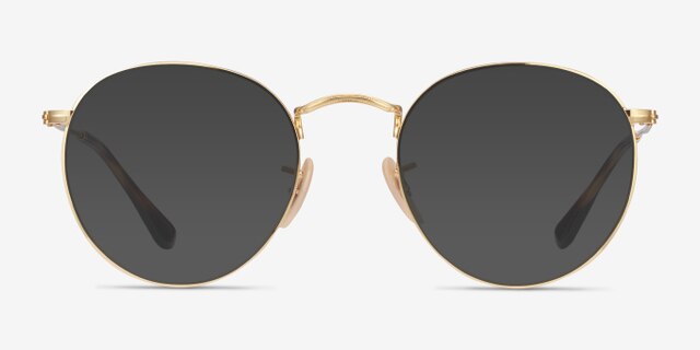 Ray-Ban RB3447V Round Gold MetalEyeglass Frames from EyeBuyDirect, with Tinted Lenses