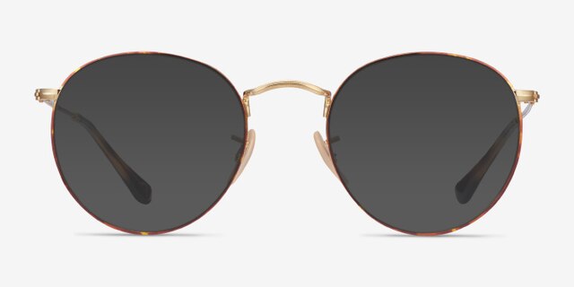 Ray-Ban RB3447V Round Tortoise & Gold MetalEyeglass Frames from EyeBuyDirect, with Tinted Lenses