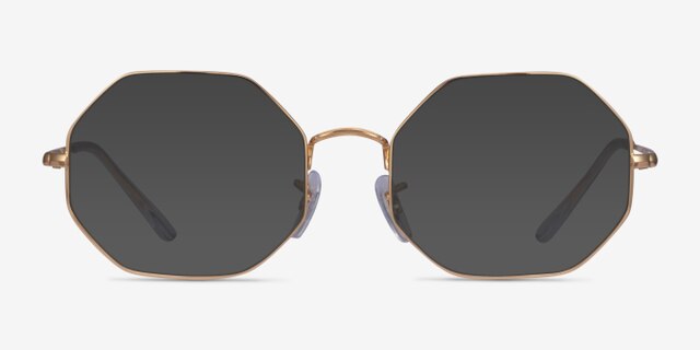 Ray-Ban Octagon Gold MetalEyeglass Frames from EyeBuyDirect, with Tinted Lenses