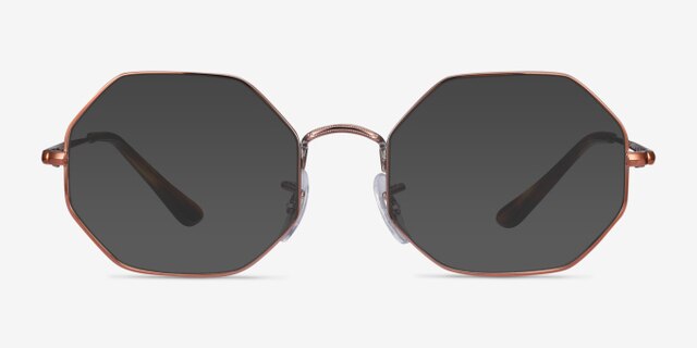 Ray-Ban Octagon Bronze MétalMontures de lunettes de vue d'EyeBuyDirect, Avec des Verres Teintés