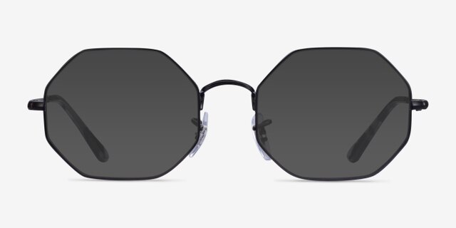 Ray-Ban Octagon Black MetalEyeglass Frames from EyeBuyDirect, with Tinted Lenses