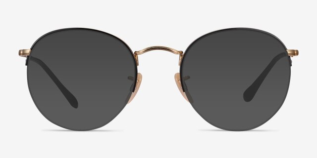 Ray-Ban RB3947V Round Black Gold MetalEyeglass Frames from EyeBuyDirect, with Tinted Lenses