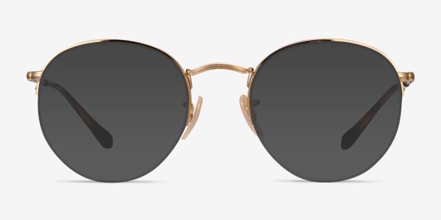 Ray-Ban RB3947V Round Gold MetalEyeglass Frames from EyeBuyDirect, with Tinted Lenses